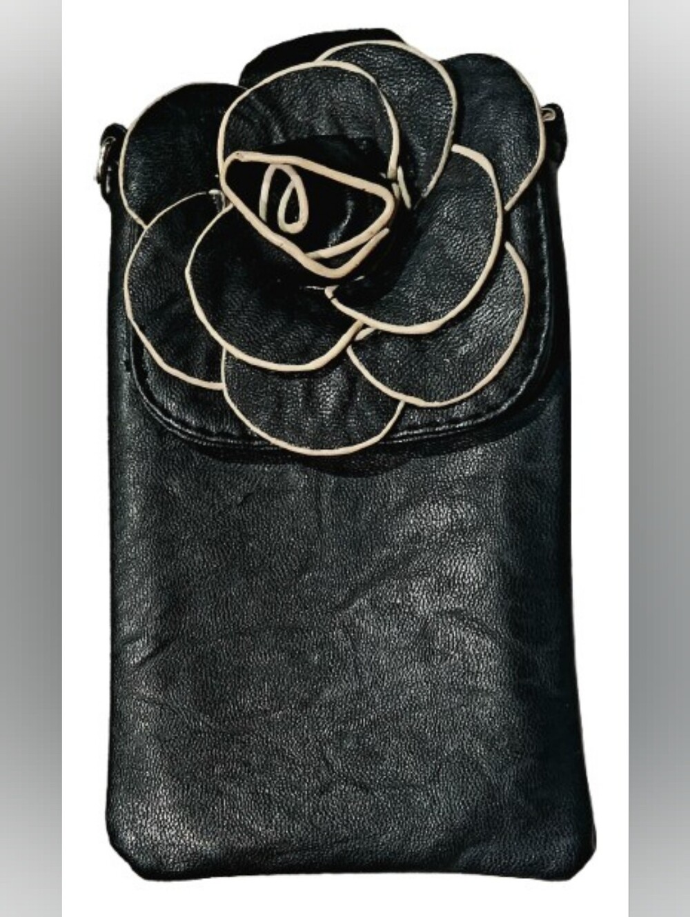 Small Black Clutch/Purse With Flower Detail, No Strap Included